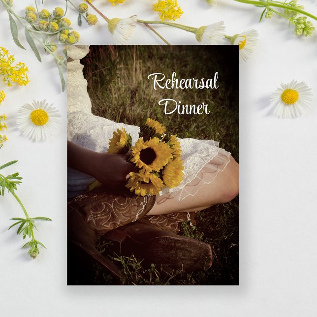 Bride in Cowboy Boots Ranch Rehearsal Dinner Invitation (Creator Uploaded)