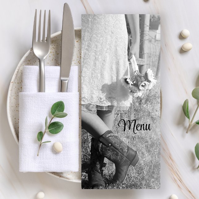 Bride in Cowboy Boots Sunflowers Wedding Menu (Creator Uploaded)