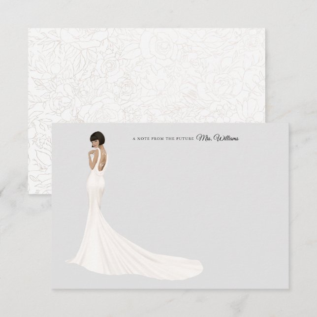 Bride in Gown Bridal Shower Thank You Card (Front/Back)