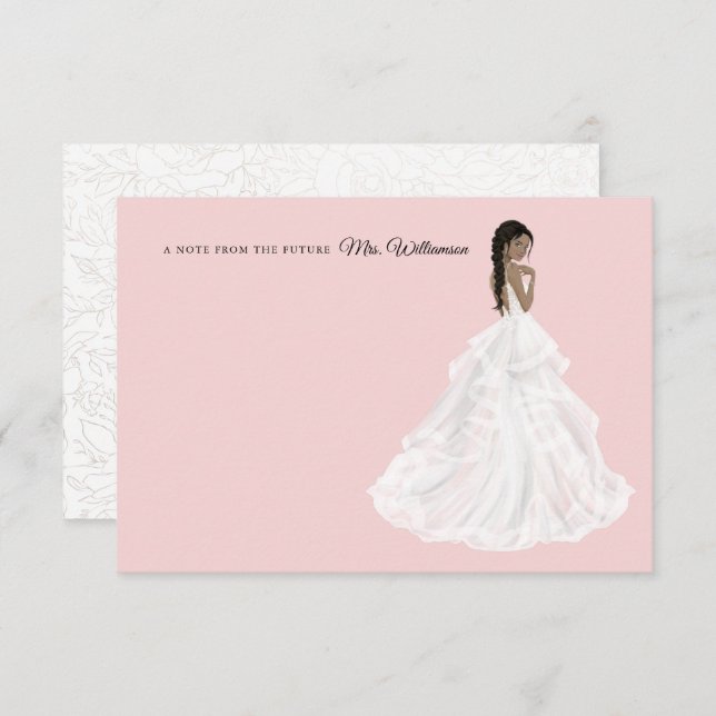 Bride in Gown Bridal Shower Thank You Card (Front/Back)
