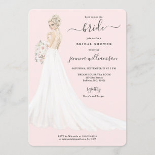 Bride in Lace Gown Bridal Shower Invitation