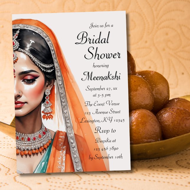 Bride In Lehenga Choli Ethnic Indian Bridal Shower Invitation (Creator Uploaded)