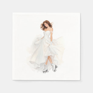 Bride in Motion Roller Skating in Flowing Wedding Napkin