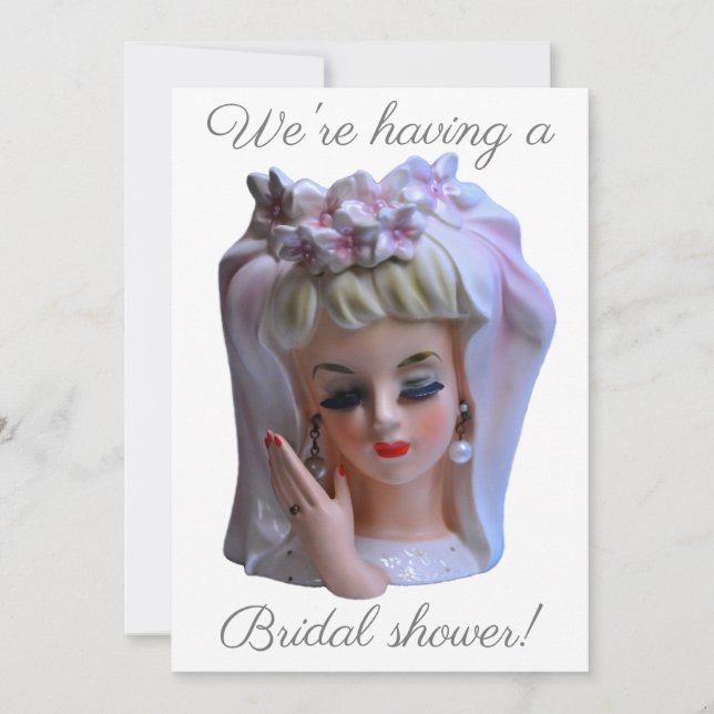 Bride in Pink Head Vase Manicure Bridal Shower Invitation (Front)