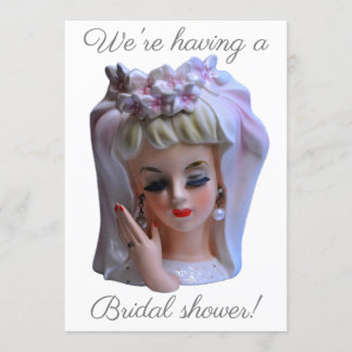 Bride in Pink Head Vase Manicure Bridal Shower Invitation