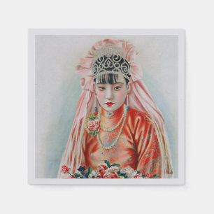 Bride in Red at Chinese Wedding in Shanghai Napkin