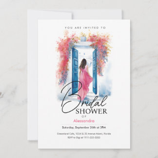 Bride in Santorini | Greek Theme | Bridal Shower Invitation