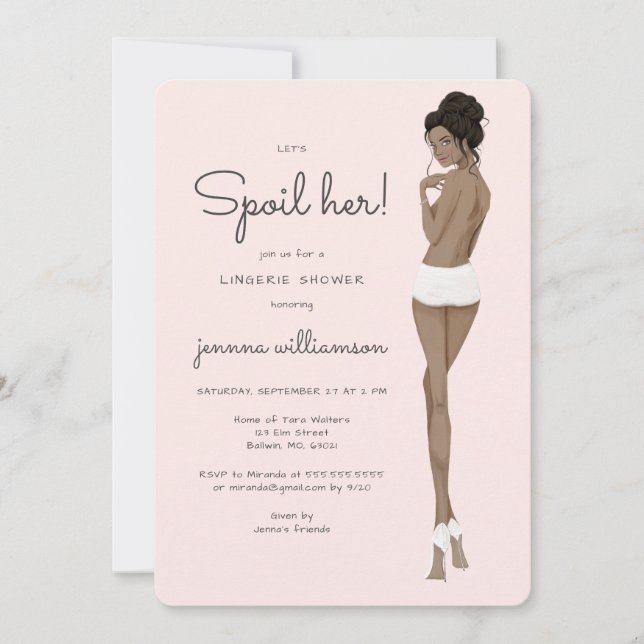 Bride in Underwear Lace Lingerie Bridal Shower Invitation (Front)