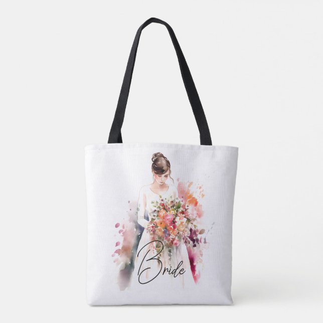Bride in Watercolor | Wedding Tote Bag (Back)