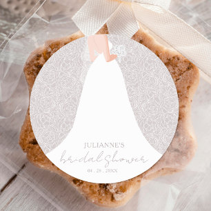 Bride in Wedding Dress Bridal Shower Classic Round Sticker