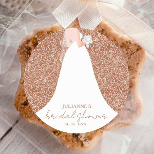 Bride in Wedding Dress Terracotta Bridal Shower Classic Round Sticker