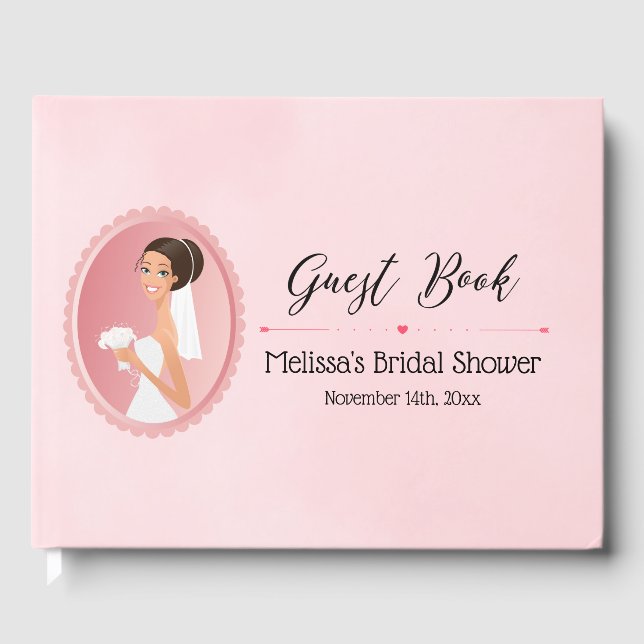Bride in Wedding Gown Bridal Shower Guest Book (Front)