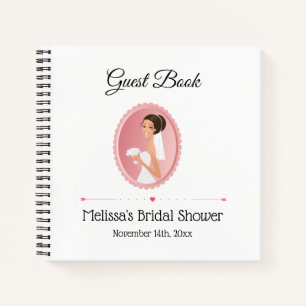 Bride in Wedding Gown Bridal Shower Guest Book