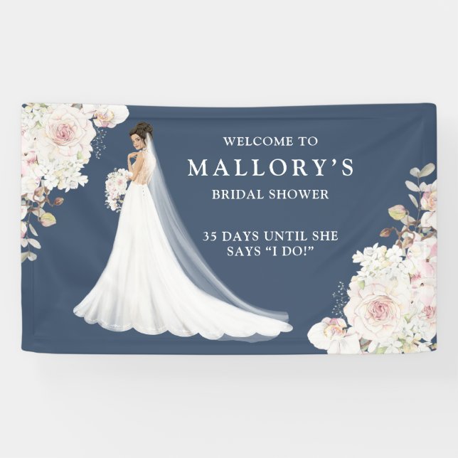 Bride in Wedding Gown Bridal Shower Welcome Banner (Horizontal)
