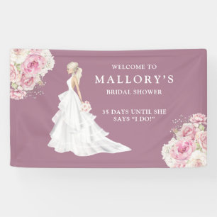 Bride in Wedding Gown Bridal Shower Welcome Banner