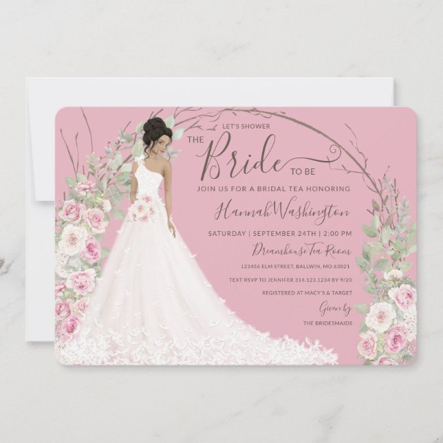 Bride in White Dress Bridal Tea Shower Invitation (Front)