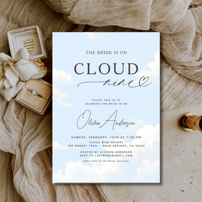 Bride Is On Cloud Nine Bridal Shower Invitation (Creator Uploaded)