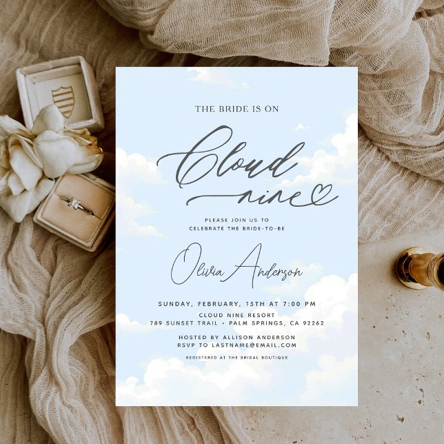 Bride Is On Cloud Nine Bridal Shower Invitation (Creator Uploaded)
