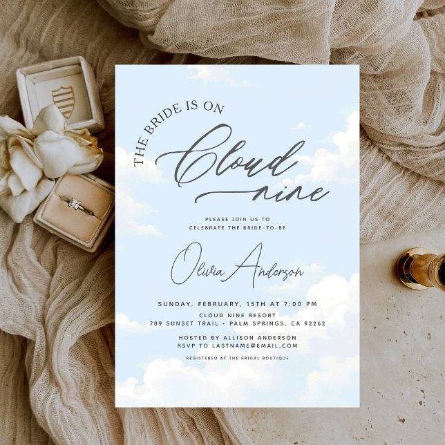 Bride Is On Cloud Nine Bridal Shower Invitation (Creator Uploaded)