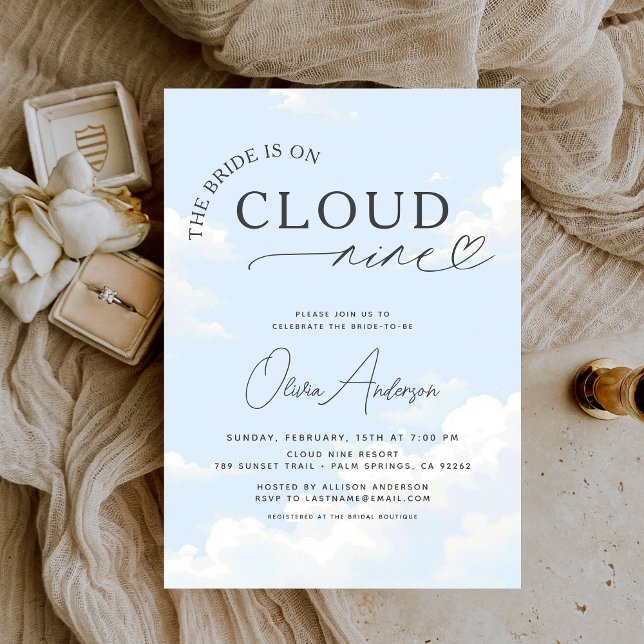 Bride Is On Cloud Nine Bridal Shower Invitation (Creator Uploaded)