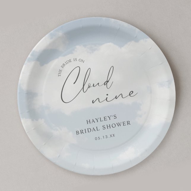 Bride Is On Cloud Nine Bridal Shower  Paper Plate (Creator Uploaded)
