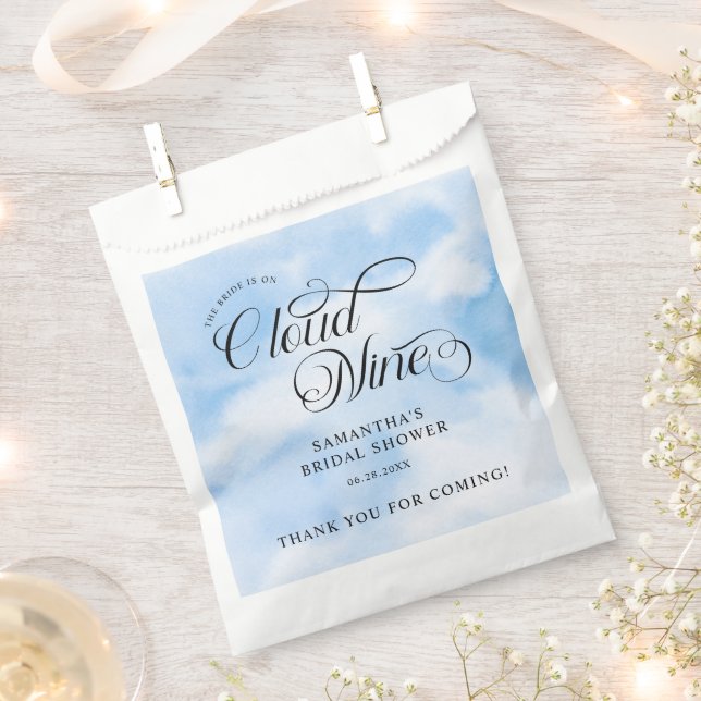 Bride Is On Cloud Nine Bridal Shower Welcome Favour Bag (Clipped)