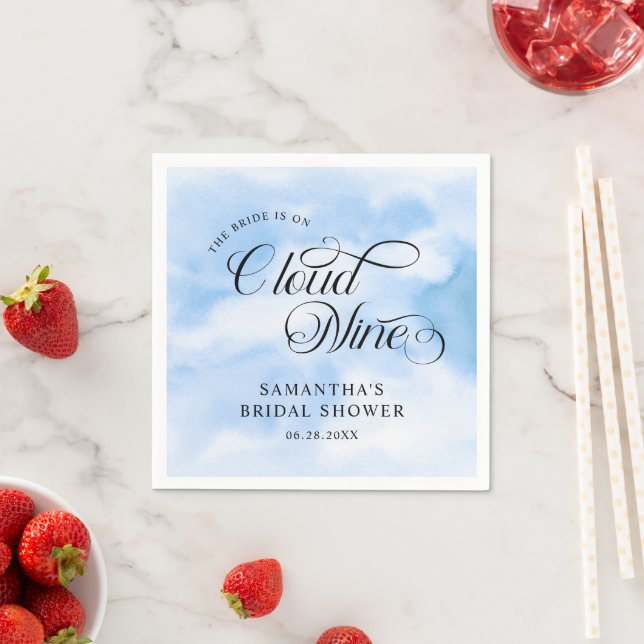 Bride Is On Cloud Nine Bridal Shower Welcome Napkin (Insitu)