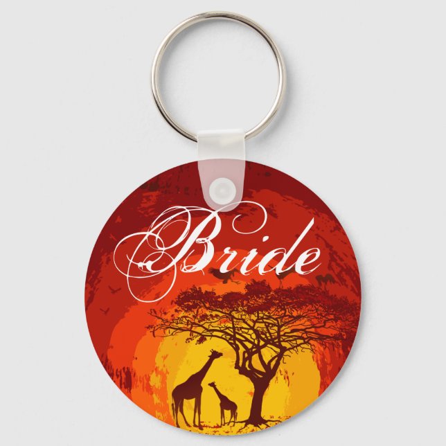 Bride Key Chain African Safari Giraffe Sunse (Front)