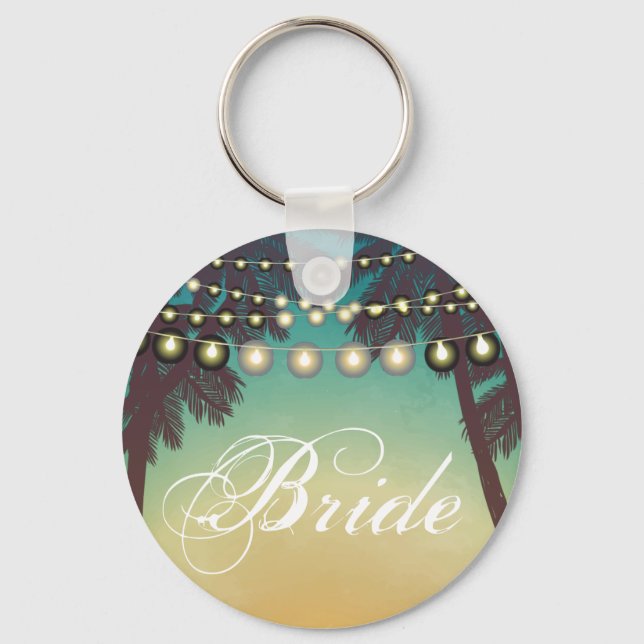 Bride Key Chain Beach Sunset Palm Trees String Lig (Front)