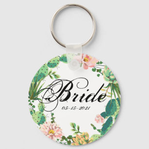 Bride Key Chain Bohemian Cactus Succulents Dessert