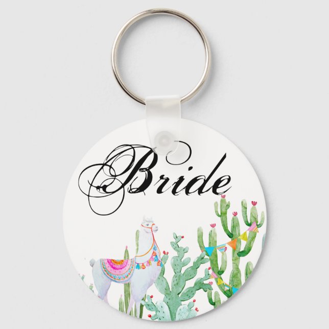 Bride Key Chain Boho Llama Bohemian Cacti Desert F (Front)