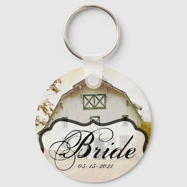 Bride Key Chain Sunset Barn Country Rustic Field H (Front)