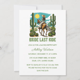 Bride Last Ride Cowgirl Bachelorette Party Invitation