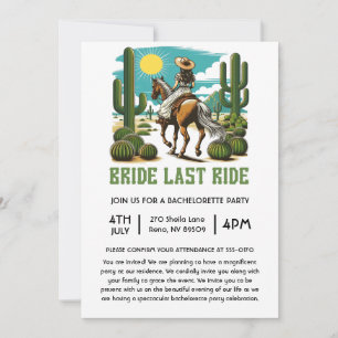 Bride Last Ride Spinster Bachelorette Party Invitation
