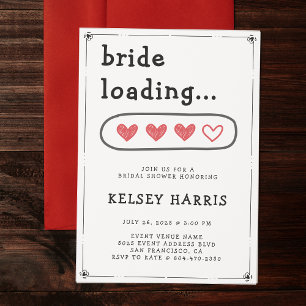 Bride Loading Hearts Bridal Shower Invitation