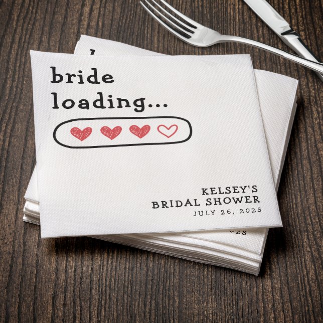 Bride Loading Hearts Bridal Shower Napkin (Bride Loading Hearts Bridal Shower Napkins
)