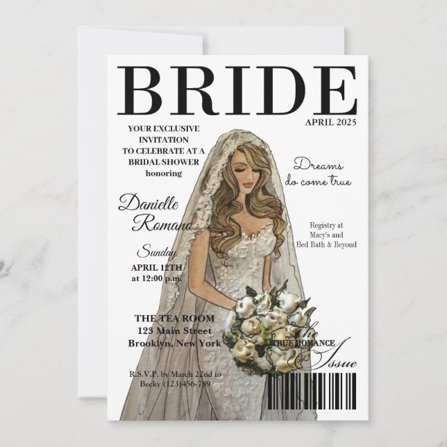Bride Magazine Modern Bridal Shower Invitations (Front)