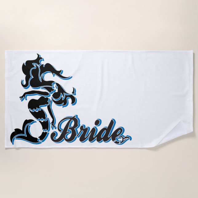 Bride Mermaid Beach Destination Party Beach Towel (Front)