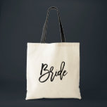 Bride Modern Brush Script Tote Bag<br><div class="desc">Modern Trendy Brush Script Bride Tote Bag - Black Handle</div>