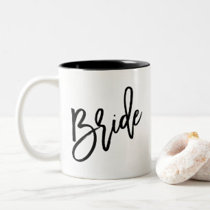 Bride Modern Chic Script in Black Two-Tone Coffee Mug