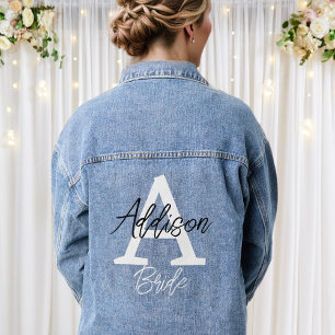 Bride Monogram Initial and Name Personalised Denim Jacket