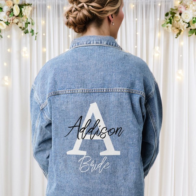 Bride Monogram Initial and Name Personalised Denim Jacket (Bride Monogram Initial and Name Personalized Denim Jacket
)
