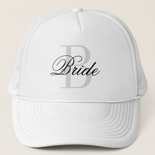 BRIDE monogram trucker hat for wedding party (Front)