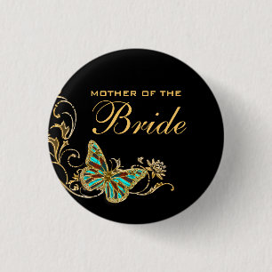 Bride mother bridal wedding black gold 3 cm round badge