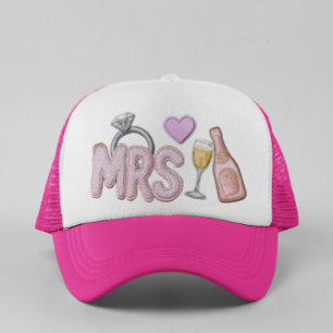Bride MRS Faux Patch Embroidered Champagne Trucker Hat