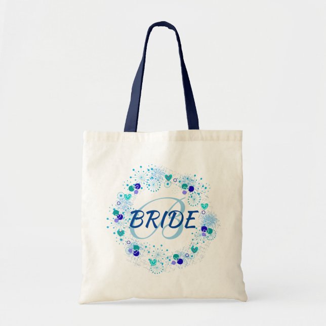 Bride My Something Blue Monorgam Classy Tote Bag (Front)