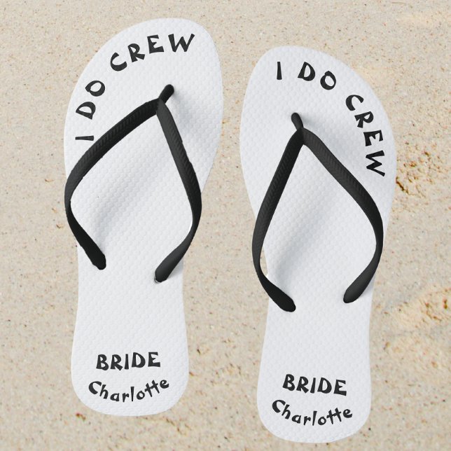 Bride Name Black And White Thongs (Sand)