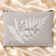 Bride Name Mocha Taupe White Fern Large