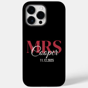 Bride Name With Wedding Date Crimson Red Color Tex Case-Mate iPhone 14 Pro Max Case