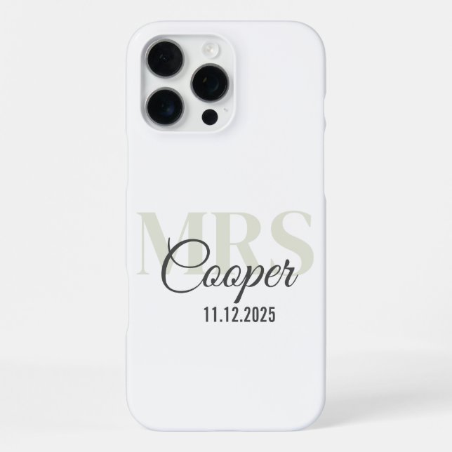 Bride Name With Wedding Date White Colour Text iPhone Case (Back)
